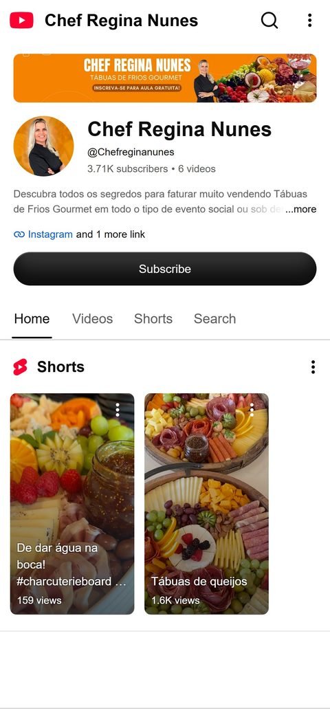 Chef Regina Nunes' YouTube channel